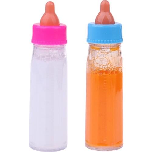 2pcs Newborn Doll Feeding Bottle Magic Milk Juice Disappearing Toy with Pacifier For Baby Doll Toy Gift