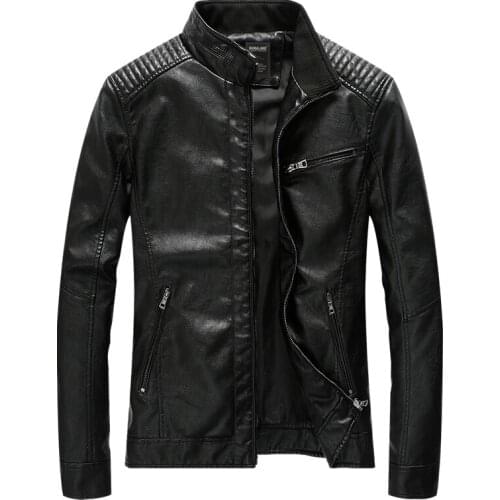 Mens PU Leather Jackets Spring Autumn Causal Slim Luxury Baseball Coat Bomber Size M-5XL Motorcycle Biker Faux Leather Jackets