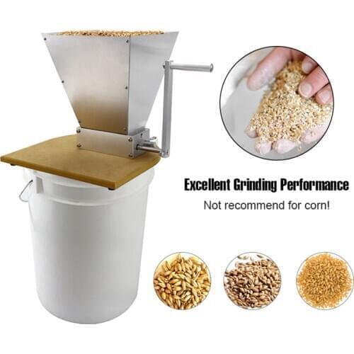 VIP Stainless Steel 2 Roller Malt Mill Crusher Home Brewing Grain Crusher Manual Adjustable Barley Grinder With Wooden Base