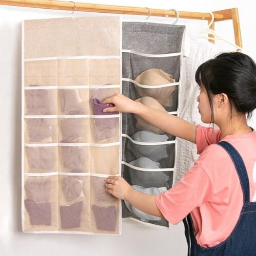 Multi Layer Organizador Clothes Storage Box Organizer Cotton Linen Wardrobe Wall Hanging Washable Underware Socks 5/10/15 Grid