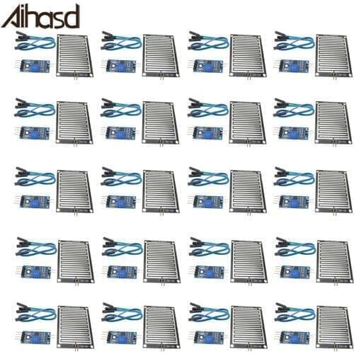 3.3-5V Rain Raindrops Rainwater Foliar Sensitivity Weather Humidity Sensor Module for Arduino 20PCS/LOT