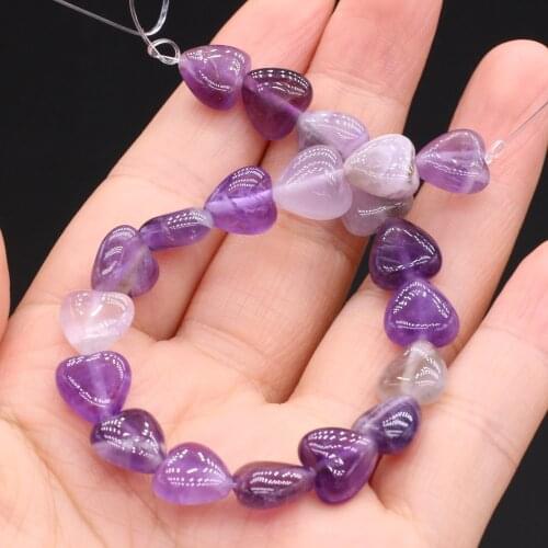 Natural Stone Heart-shaped Beads Amethyst 10x10x5mm DIY for Jewelry Making End Beads Necklaces Accessories Gift for Women