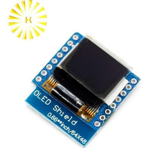 OLED Shield V2.0.0 for WeMos D1 mini 0.66" inch 64X48 IIC I2C two button Connector
