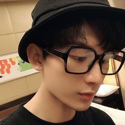 Flat glasses frame square large frame net red 2019 new vibrating network red flat mirror metal hinge