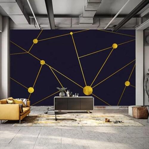 Custom Wall Murals Golden Geometric Lines Modern Abstract Living Room Bedroom TV Background Art Wall Painting Photo Wallpaper 3D