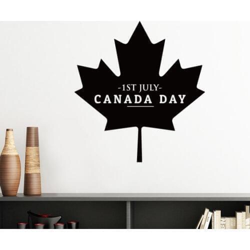 Happy Canada Day 4th Of July Black Maple Leaf Silhouette Removable Wall Sticker Art Decals Mural DIY Wallpaper for Room Decal