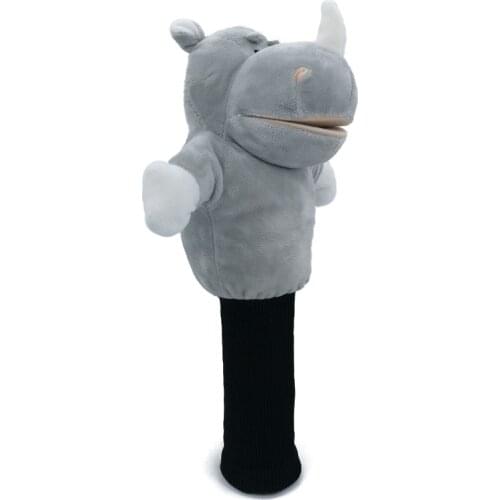 Grey Rhinoceros Golf Head Cover Fairway Woods Headcover Animal Golf Accessories Mascot Novelty Cute Gift