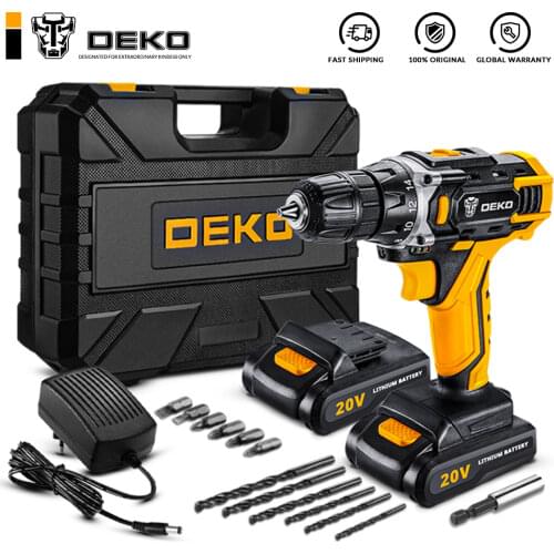 DEKO New Arrival Sharker 20V Electric Screwdriver DC Cordless Drill for Woodworking LED Mini Power Driver Home DIY Power Tools
