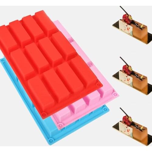 12holes Rectangle Shaped Silicone Mold Fondant Chocolate Mold Soap Mould Biscuit Cookie Baking Pan Kitchen Bakeware Accessories