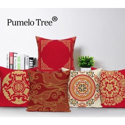 Nordic Happy Cushion Cover Scandinavian Pillow Case Bohemian Cover for Cushions Decorative Home Sofa 45 X 45 Red Pillow Kissen