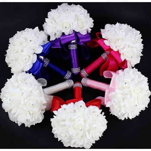 Wedding Fake Flowers Bridal Bouquets Bridesmaid Rose Centerpiece Bride Hydrangea Artificial White Lily of the Valley Supplies