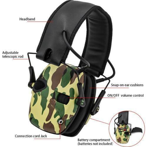 Tactical Camouflage Earmuffs Foldable Outdoor Hunting Hearing Protection Electronic Shooting Earmuffs Noise Reduction Headphones