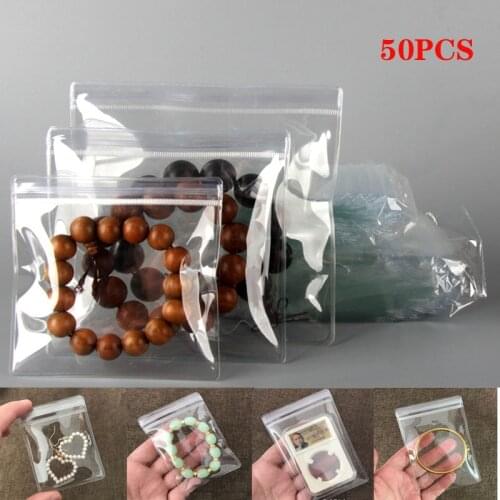 Packaging bag transparent PVC ear ring storage bag jewelry self-sealing bag jade packaging storage thick sealed bag 50PCS