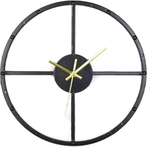 Vintage Metal Wall Clock Round Double Layer Golden Black Silent Wall Watch Modern Design Clocks Home Office Decoration