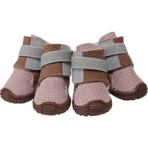 4Pcs/Set Paw Protector Small Medium Dog Boots Rubber Sole Waterproof Soft Protective and Skid-proof Shoes