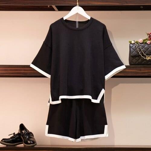 Korean Knitted Two Piece Set For Women Short sleeve Blouse High Waist Drawstring Shorts Female Suit 2021 Summer New clothing big