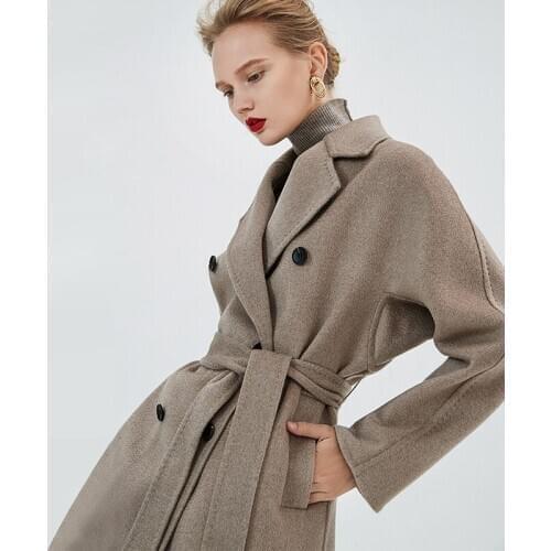 Classic Wool Coat Woman Cashmere Winter Coats and Jackets Long Outwear with Belt Korean Falll Clothes Manteau Long Femme WPY1817