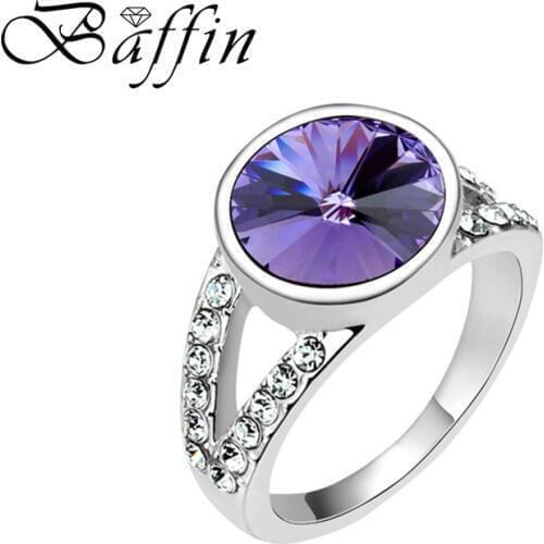Baffin Simple Fashion Crystal Rings For Women Accessories Finger Jewelry Silver Color Round Crystals From SWAROVSKI Elements