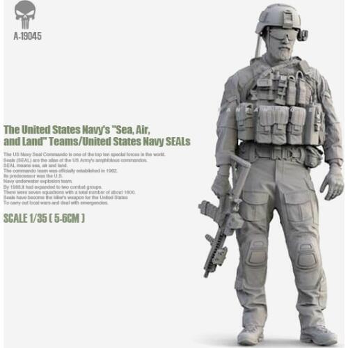 1/35 Resin Figure Kits US Navy Seal Assault Resin Soldier self-assembled(50mm) A-19045