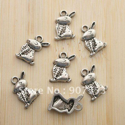 20pcs antique silver Rabbits eat carrots Charm Pendant G196
