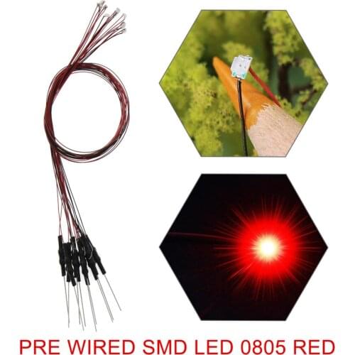 20pcs/40pcs Pre-wired Red SMD 0805 LED Pre-soldered micro Wire Red LED leads Model Train L0805R
