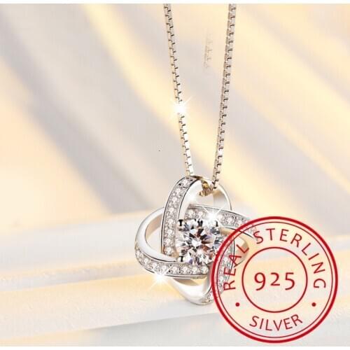 2021 New Four Leaf Clover Choker Necklace Jewelry Flower Sterling 925 Silver Pendants Necklaces Chain Birthday Gift For Women