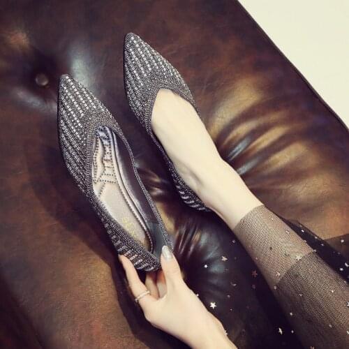 2021 Rhinestone Pointed Shoes Ballet Mixed Color Soft Pregnant Zapatos De Moccasin Chaussure Femme Zapatillas Mujer Womens Flat