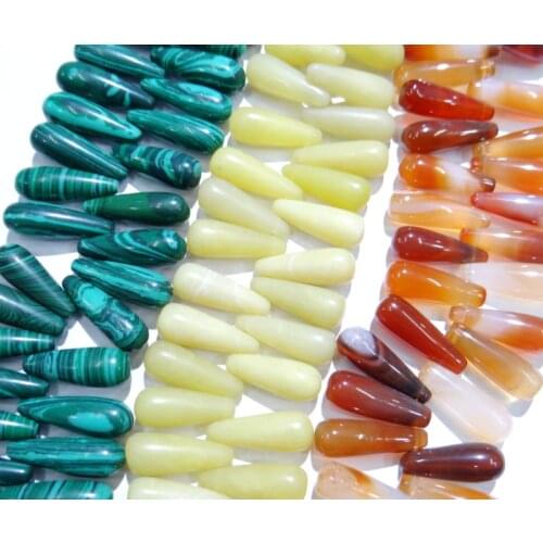 Natural stone 40pcs white turquoises Crystal tiger eye stone Waterdrop Beads Loose Spacer Bead for Jewelry Making DIY 8x25mm
