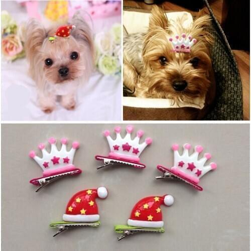 50pcs/lot Fashion Christmas hat dog bows pet crown grooming accessories cat hair clips pet products supply for small dogs