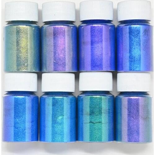 8Colors Laser Chameleon Pigment Powder Micro Laser Nail Art Pearl Powder Pearlescent Mica Epoxy Chrome Resin Nail Art Dust H