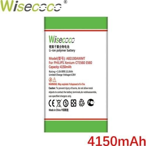 Wisecoco AB3100AWMT 4150mAh New Battery For PHILIPS Xenium E560 CTE560 E181 E180 CTE181 CTE180+Tracking Number