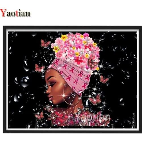 Diamond Mosaic Full Display Rhinestones Pictures Diamond Painting African woman butterfly Embroidery Cross Stitch Kit Decoration