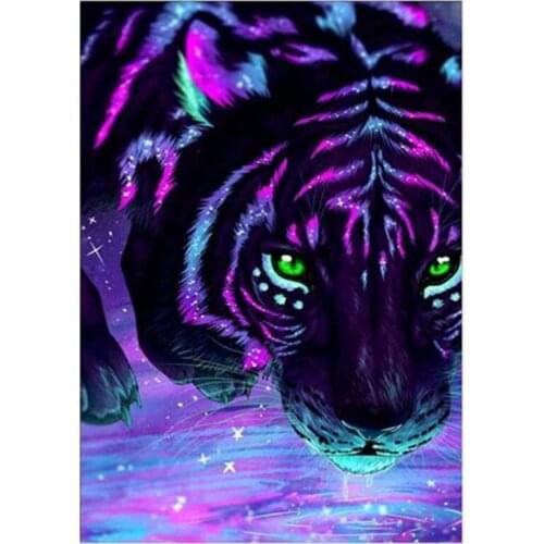 5D DIY Full Round/Square Diamond Painting Animal “Color Tiger” 3D Embroidery Cross Stitch Rhinestone Mosaic Home Decor Art Yc946