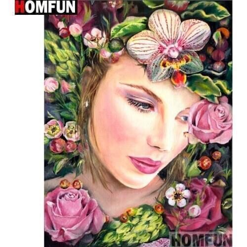 HOMFUN Full Square/Round Drill 5D DIY Diamond Painting "Flower woman" 3D Embroidery Cross Stitch 5D Home Decor A13160
