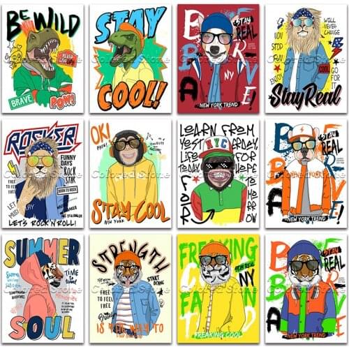 New Diamond painting Cartoon Animals Dinosaur Dog Lion Orangutan Tiger 5D DIY Full Square Drill embroidery 3D Round mosaic 1150