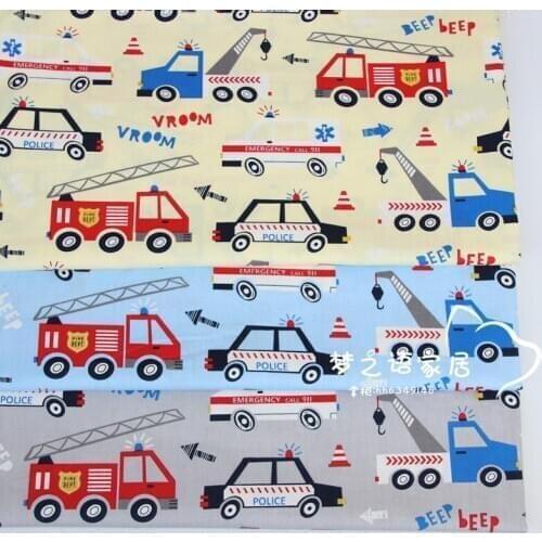 Printed Cars 100% Cotton Fabric For Kids, DIY Bedding Textile Fabric,Sewing Quilting Fat Quarters Material For Baby&Child