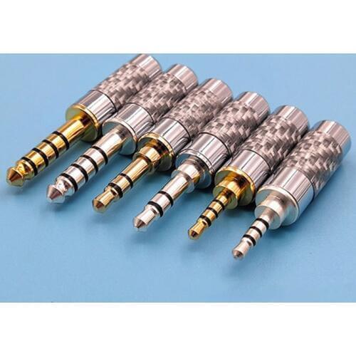 DIY Headphone Jack 2.5mm 3.5mm 4.4mm Stereo Balancing Headphone Jack Cabon Fibre Pin Plug 6mm Plug Hole 2pcs