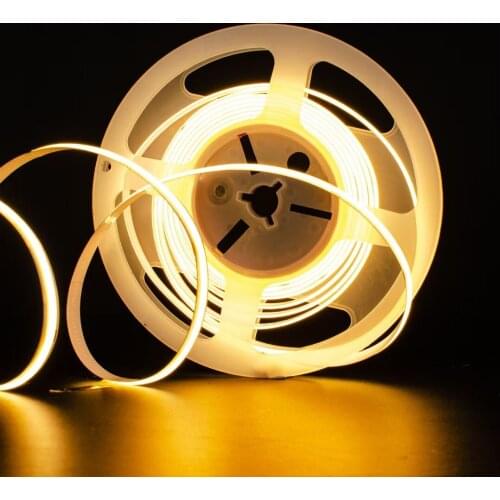 ZZEL ZYEL 384LED/M DC12V 24V 8mm Width COB LED Flexible Strip NoSpot Linear Ribbon Light 10Watt/M Cold/Warm//Nature White/Yellow