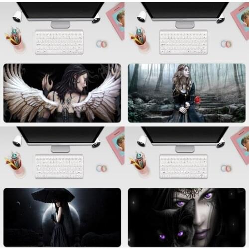 Gothic Creepy Goth Girl Large Keyboard Cover Non-Slip Rubber Base Computer Carpet Desk Mat PC Game Mouse Pad