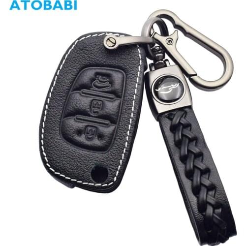Leather Car Key Cases Flip Remote Control Cover For Hyundai IX35 Elantra Sonata Tucson Santa Fe I10 I20 Accent Creta Azera Ioniq