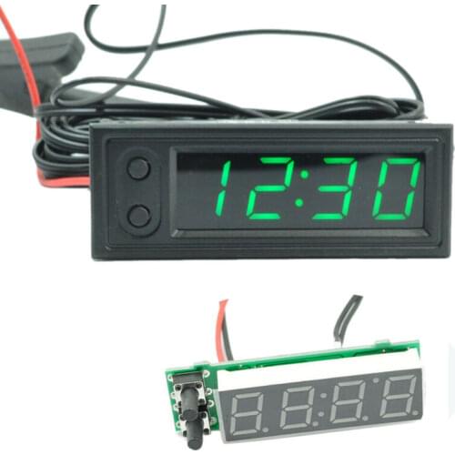 Red Car Voltmeter 12V 3in1 PP DC 5-27V Indoor Outdoor 1 pcs Vehicle Thermometer Clock