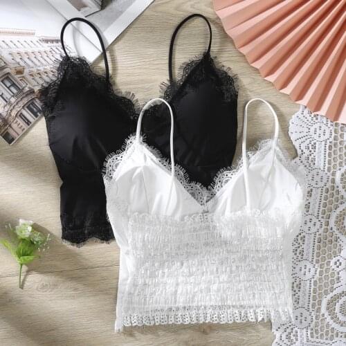 Lace Bandeau Bra Women Tops French Tank Bralette Solid Color Tube Top Underwear Black White Wrapped Chest Chic Cropped Cami