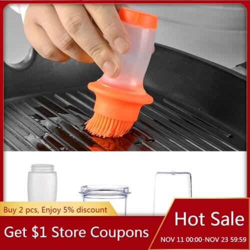 Kitchen Tools BBQ Brush Silicone Oil Bottle with Brush Grill Oil Brushes with Cover Liquid Oil Pastry Kitchen Bake
