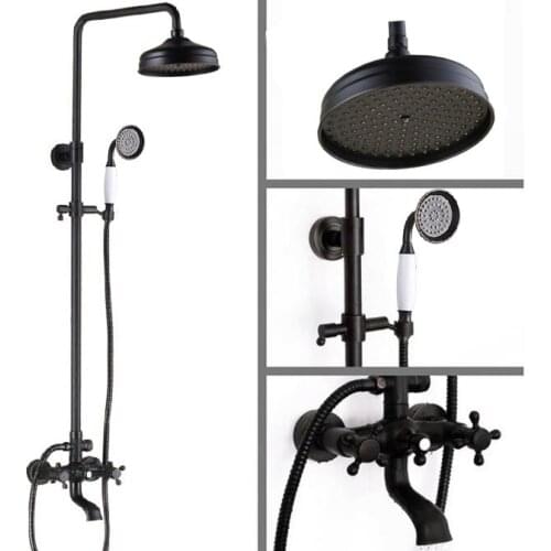 Oil Rubbed Brass Wall Mounted Rain Bathroom Rainfall Shower Faucet Set with Hand Spray Shower Head Bath Tub Mixer Tap 2rs020