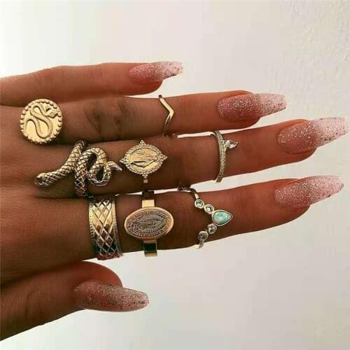 Metal ring halloween Jewelry for women Snake ring jewelry slytherin Punk Ring on phalanx anel masculino rings set
