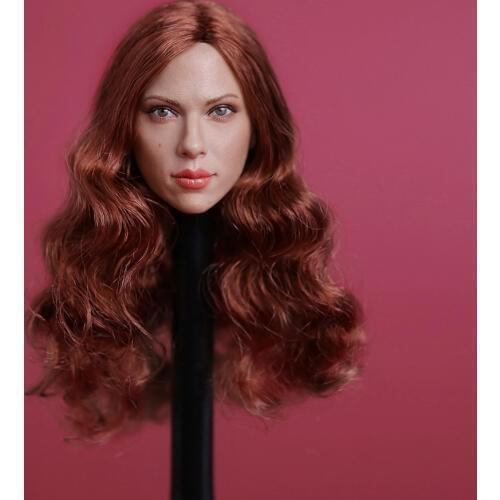 1/6 Black Widow Scarlett Johansson Head Sculpt Long Brown Hair gc002 Female Head Model