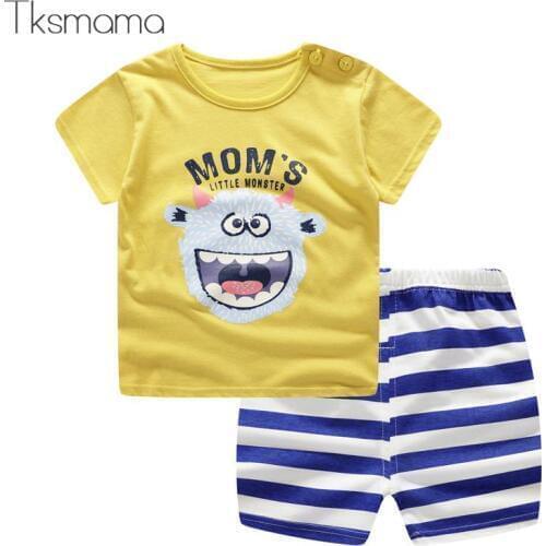 Fashion Lovely Baby Boy Girl Summer Infant Clothing Clothes Striped Shorts + Yellow Top Tees Clothes Baby Outfits