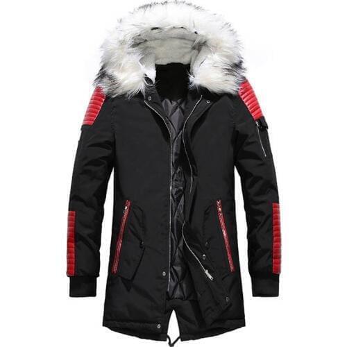 Drop shipping New Men Winter Jackets And Coats Fur Hooded Collar Man Thicken Warm Parkas Casual Long Outwear ABZ27
