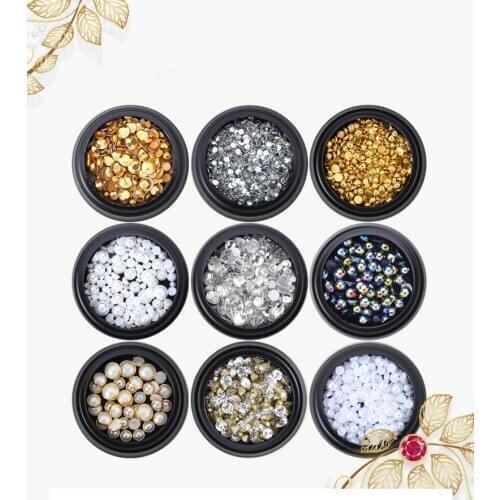 New Hot Alloy Jewelry Flat Bottom Edge Pearl Magic Rhinestone 3D Charm DIY Nail Art Jewelry Decoration Accessories