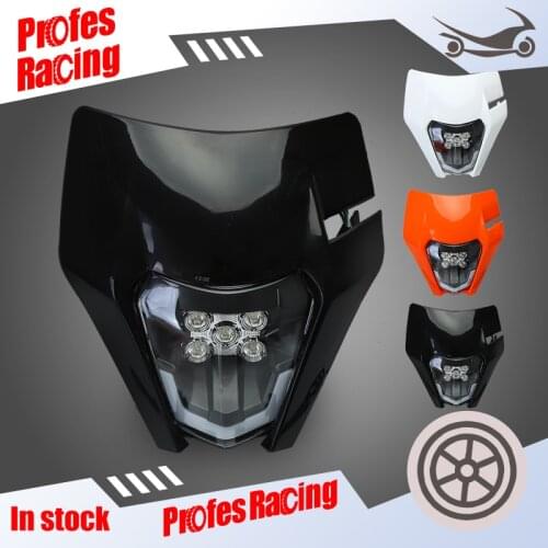Motorcycle Headlight Fairing 12V LED Headlamp for E8 EmarK*M SX SX-F EXC XC-W XC-F WR DRZ KX YZ KLX F Dirt Bike Mask